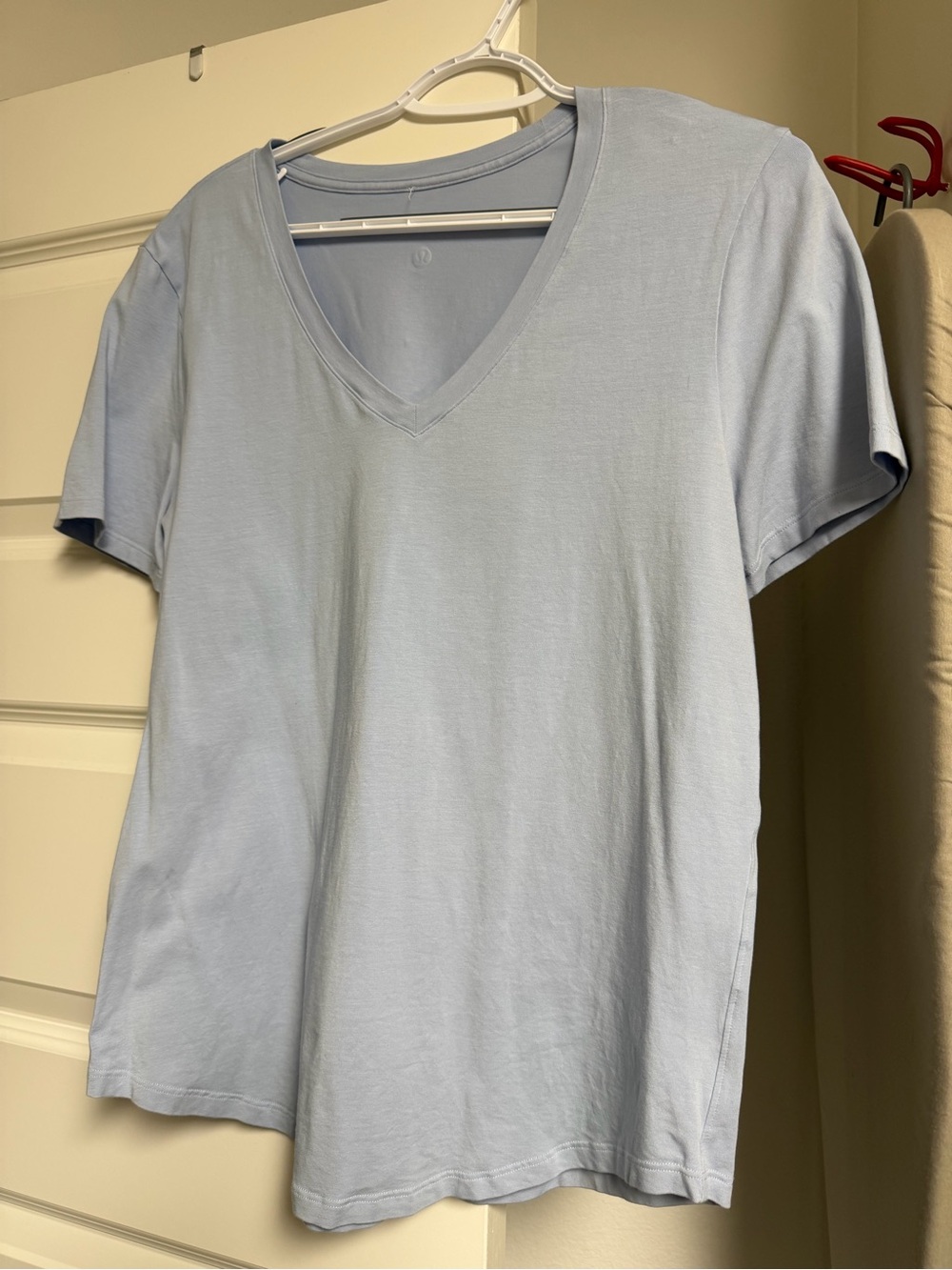 Light Blue V-Neck Women's Top